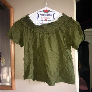 Dark green off the shoulder blouse